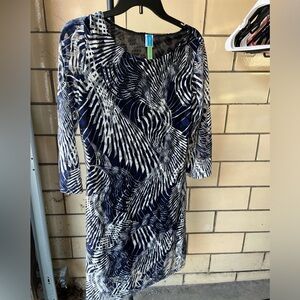 Blue white and black lace dress